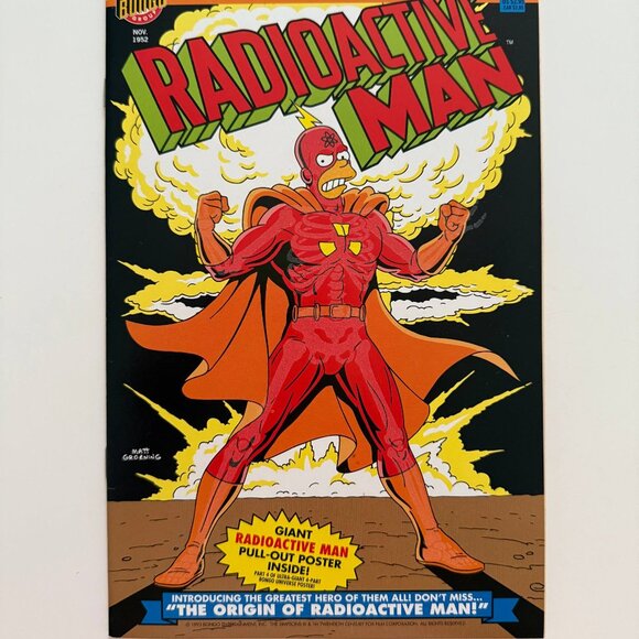 Radioactive Man #1 Glow-in-the-Dark - Vintage comic book 1993 + Poster Simpsons - Picture 2 of 9